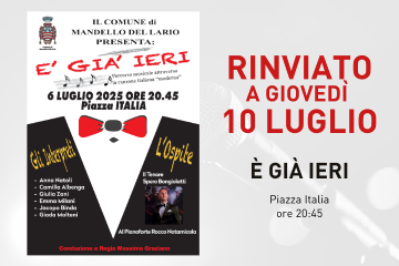 Rinviato a gioved&#236; 10 | &quot;&#200; gi&#224; ieri&quot; percorso musicale attraverso la canzone italiana moderna