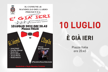 Rinviato a gioved&#236; 10 | &quot;&#200; gi&#224; ieri&quot; percorso musicale attraverso la canzone italiana &quot;moderna&quot;