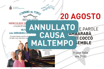 ANNULLATO CAUSA MALTEMPO - Recital Musica e Parole - Ambarab&#224; Cicc&#236; Cocc&#242; Ensemble