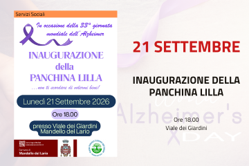 Inaugurazione Panchina Lilla per la Giornata Mondiale dell'Alzheimer